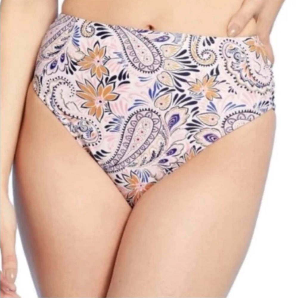 Kona Sol High Rise Paisley Print Bikini Bottoms